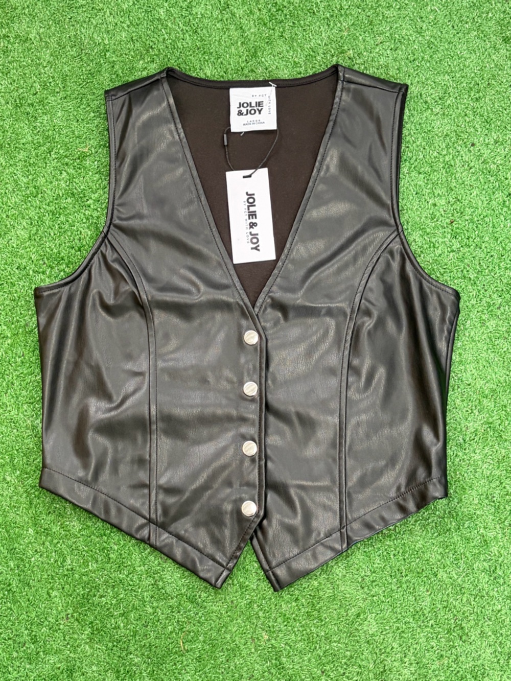 Jolie & Joy Black Faux Leather Vest
